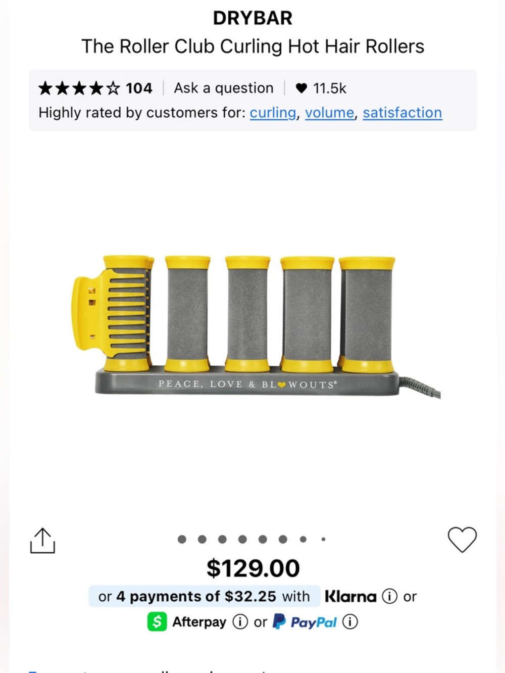 Drybar Yellow & Gray Roller Club Hot Hair Rollers Set
